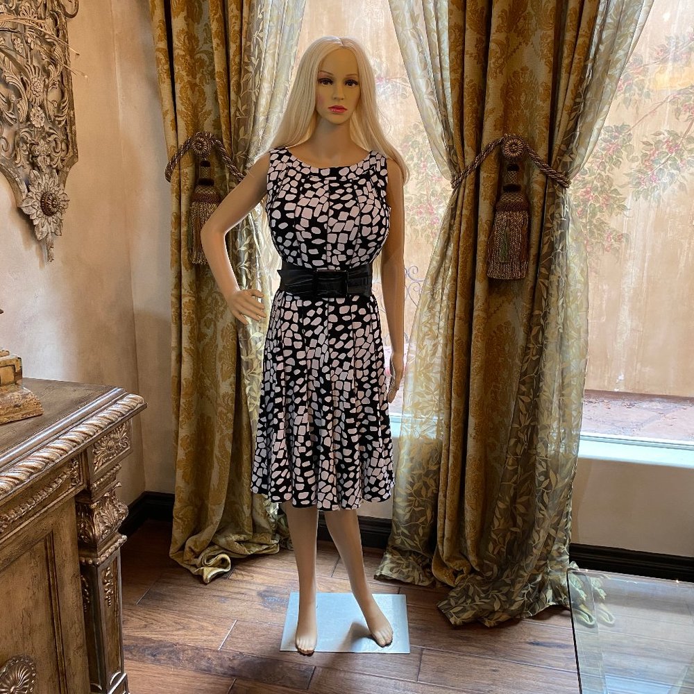 Forever Rose Black & White Fit and Flare Dress